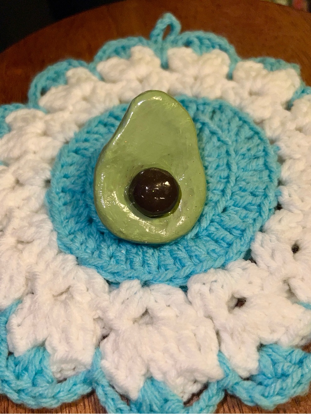 Handmade Avocado Ceramic brooch pin
